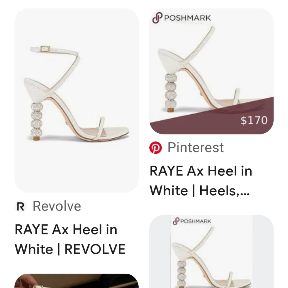 RAYE Leather Crystal Embellished Heels Disco Ball Strappy White Party 8.5 - Picture 4 of 13